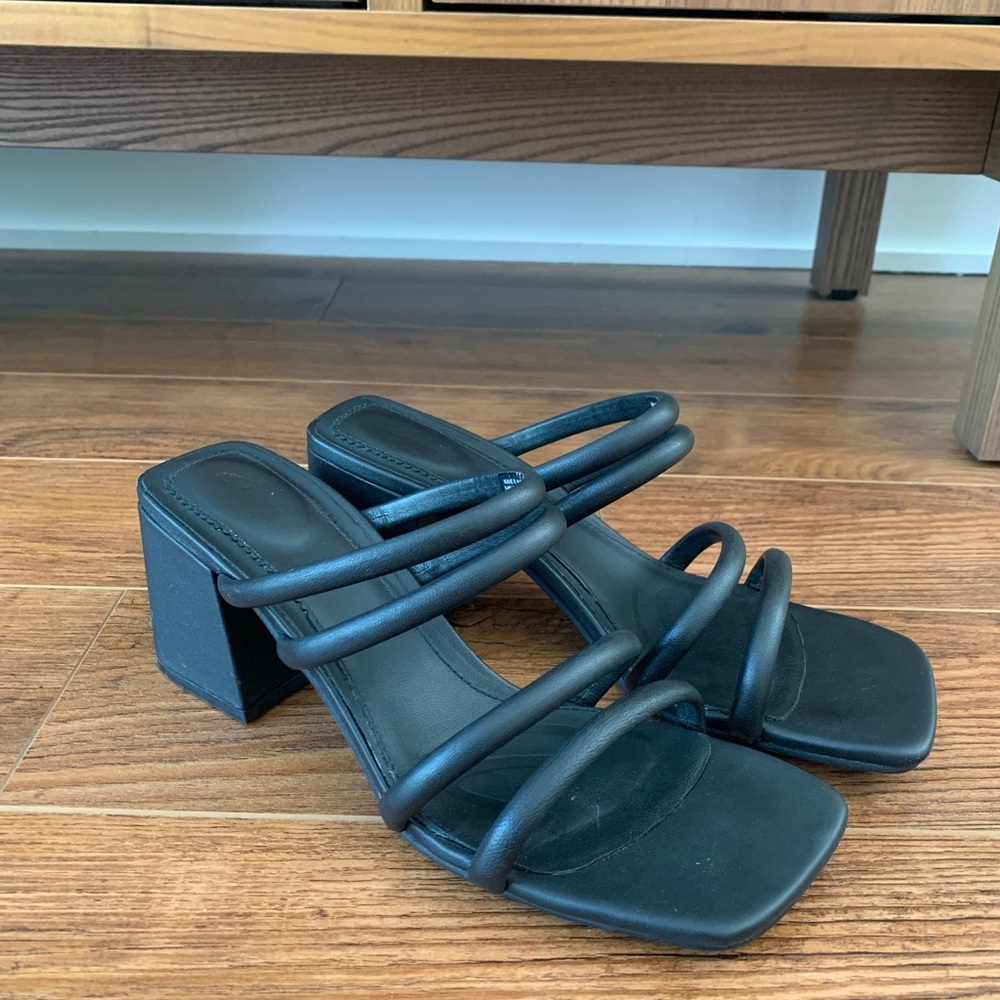 Clarks Black Strappy Block Heels